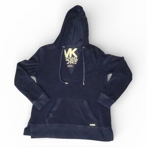 Michael Kors Womens Hoodie Jacket Size Small V neck Velour‎ Pullover​